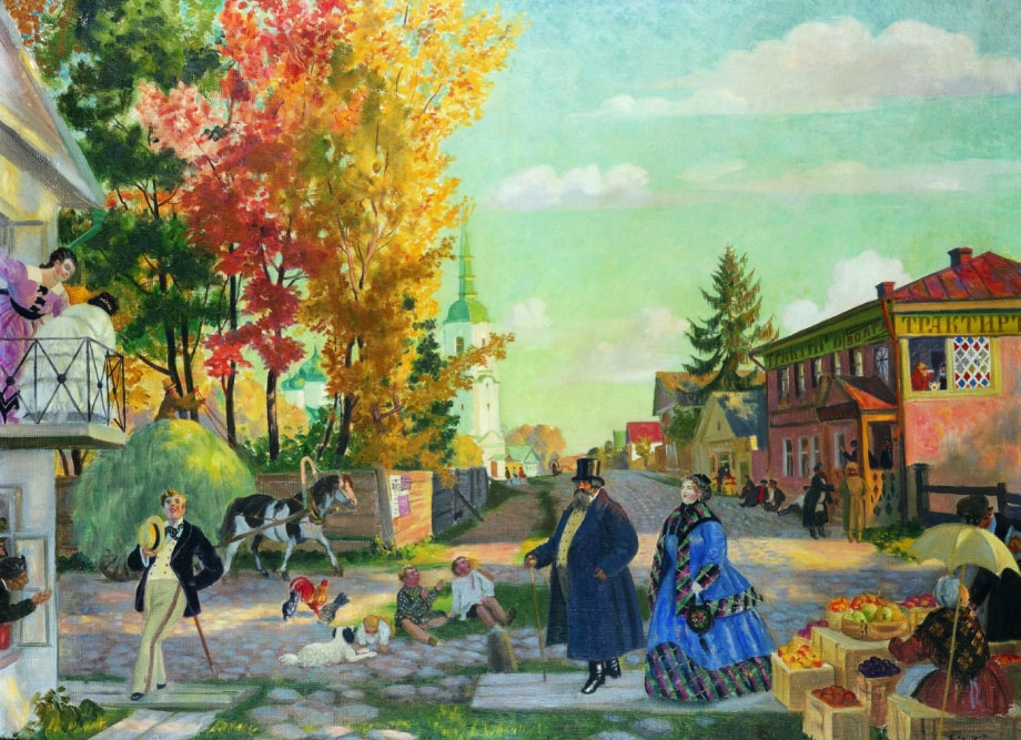 картина Кустодиева «Осеннее гулянье», 1922